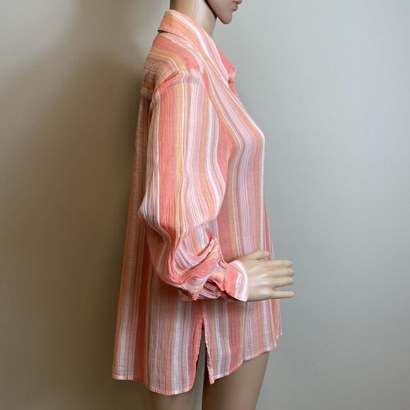 ❤️Last Chance Liz Claiborne striped long sleeve cotton button down shirt - Picture 4 of 8